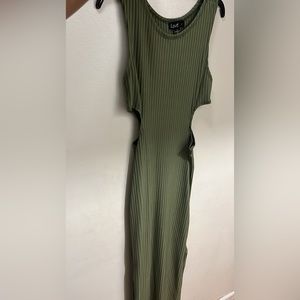 Open Sides Bodycon Green Dress